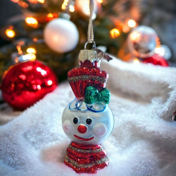 3" Christmas Snowman Candy Wrapper Hand Blown Glass Ornament Thomas Pacconi 2002 - Picture 1 of 9